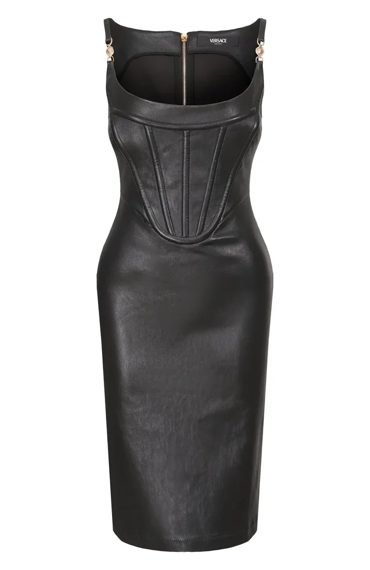 Versace · черное кожаное платье